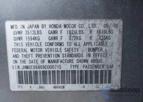 2009 Honda Fit Sport z USA, uszkodzony, nr VIN JHMGE88469C000715